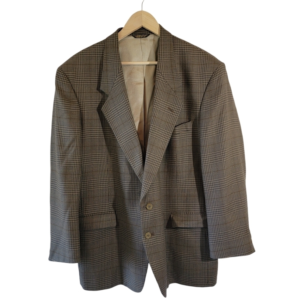NINO CERRUTI Rue Royale Men's  Houndstooth Wool  Blazer Suit Size 44R Business